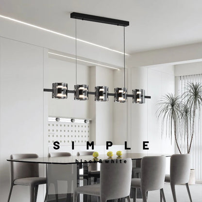 Italian Black Linear Chandelier